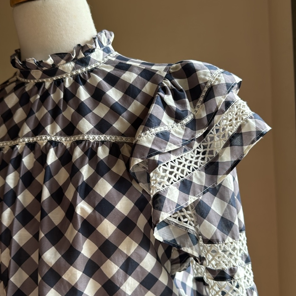 Marie Oliver Check Print silk/cotton blend blouse